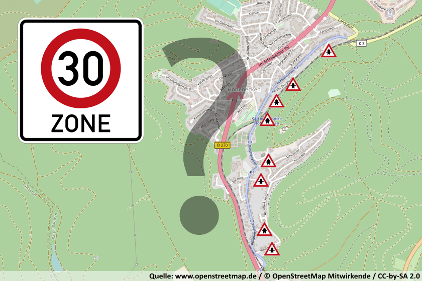 Die Tempo-30-Zone in Hohenecken